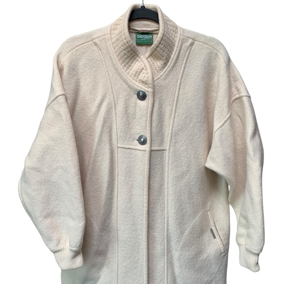 Geiger Collections Coat Womens XXL Oatmeal Cream Neutral Boiled Wool Austria - Picture 3 of 10